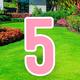 Pink Number (5) Corrugated Plastic Yard Sign, 30in